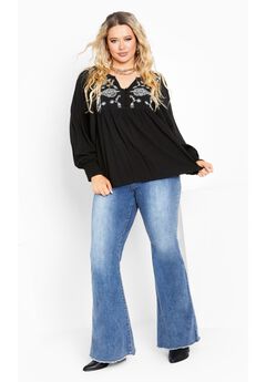 Amahle Lace Embroidered Button Down Blouse