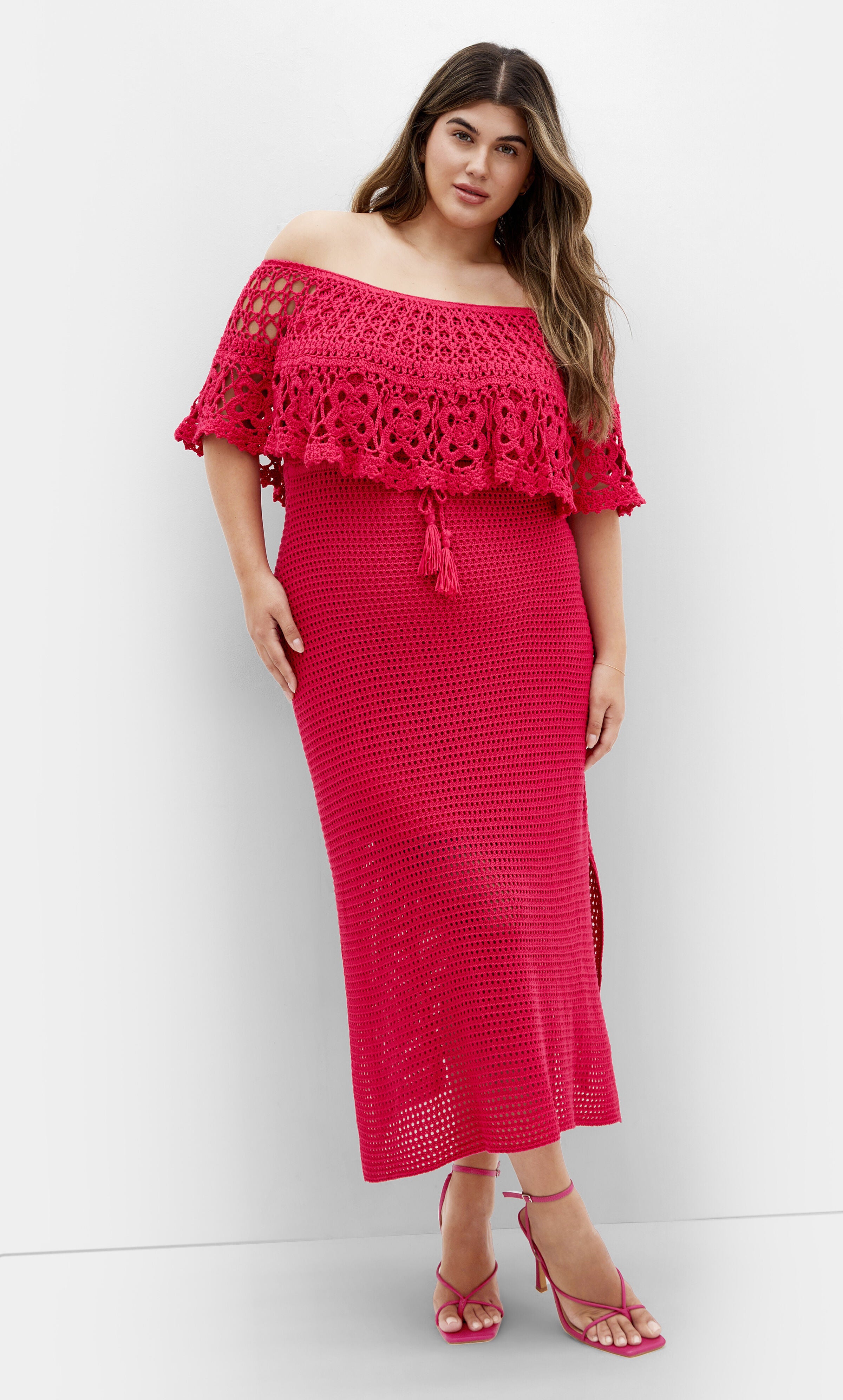 Callie Crochet Dress - raspberry, PINK, alternate image number 4