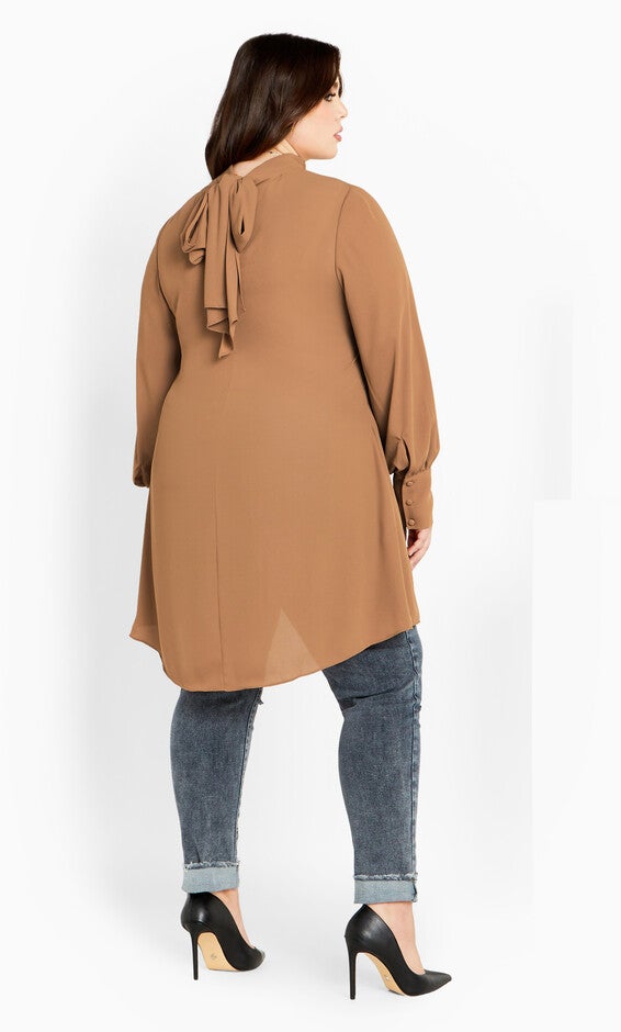Neck Tie Tunic - caramel, CARAMEL, alternate image number null
