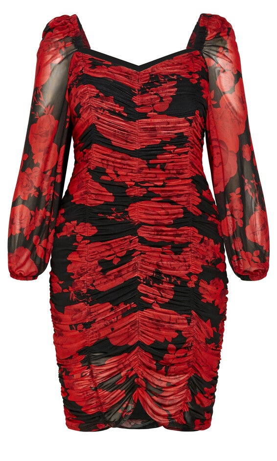 Alia Print Dress - black, ROSE PRINT, alternate image number 5