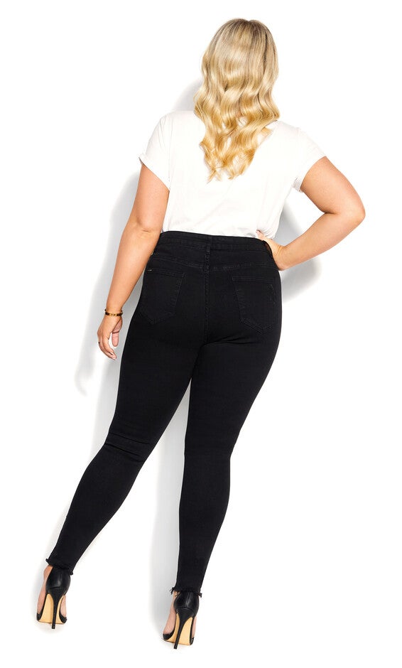 Asha Rip Hem Jean - black, BLACK, alternate image number 3