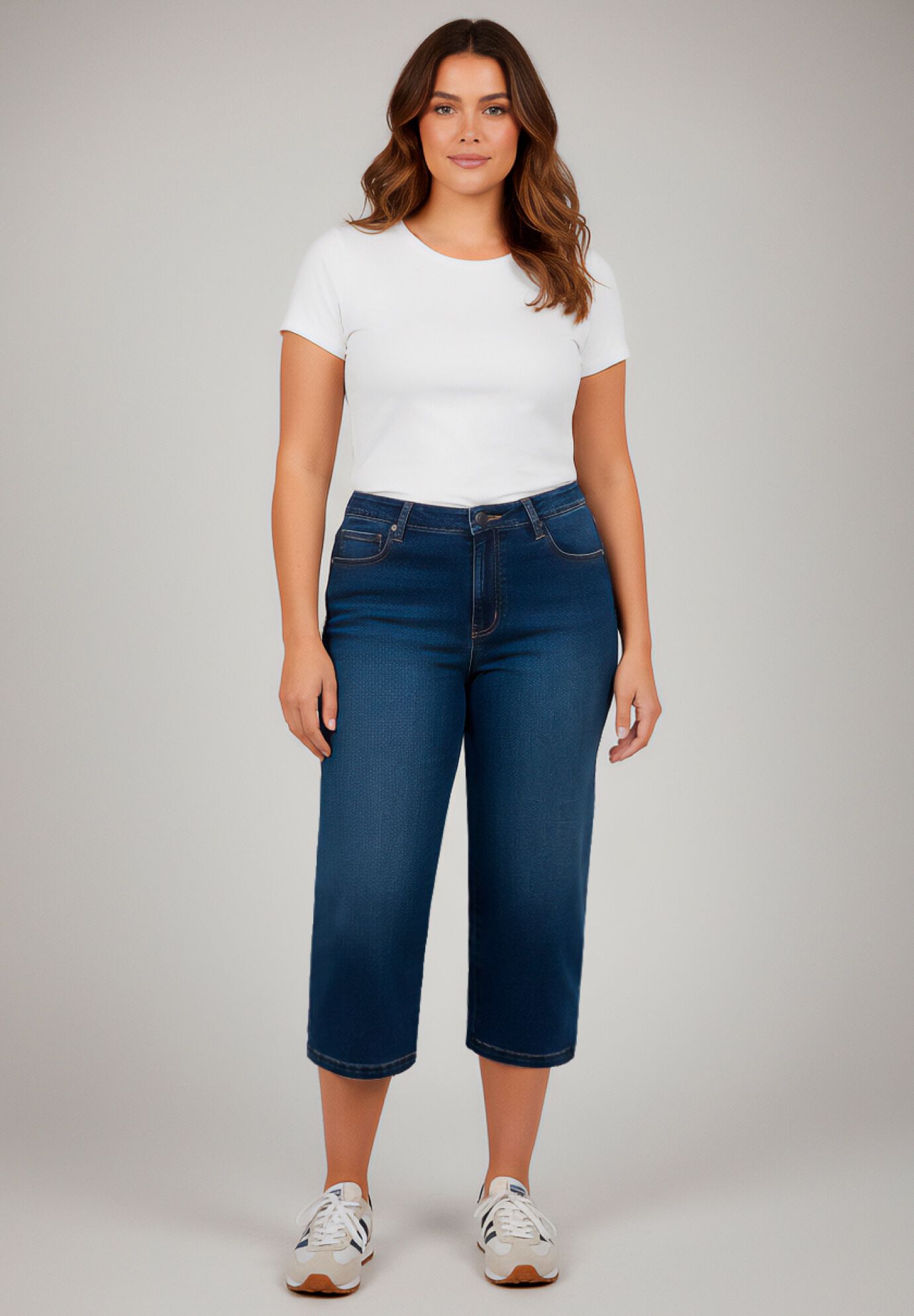 Butter Denim Straight Crop, DARK WASH, on-hover image number 1