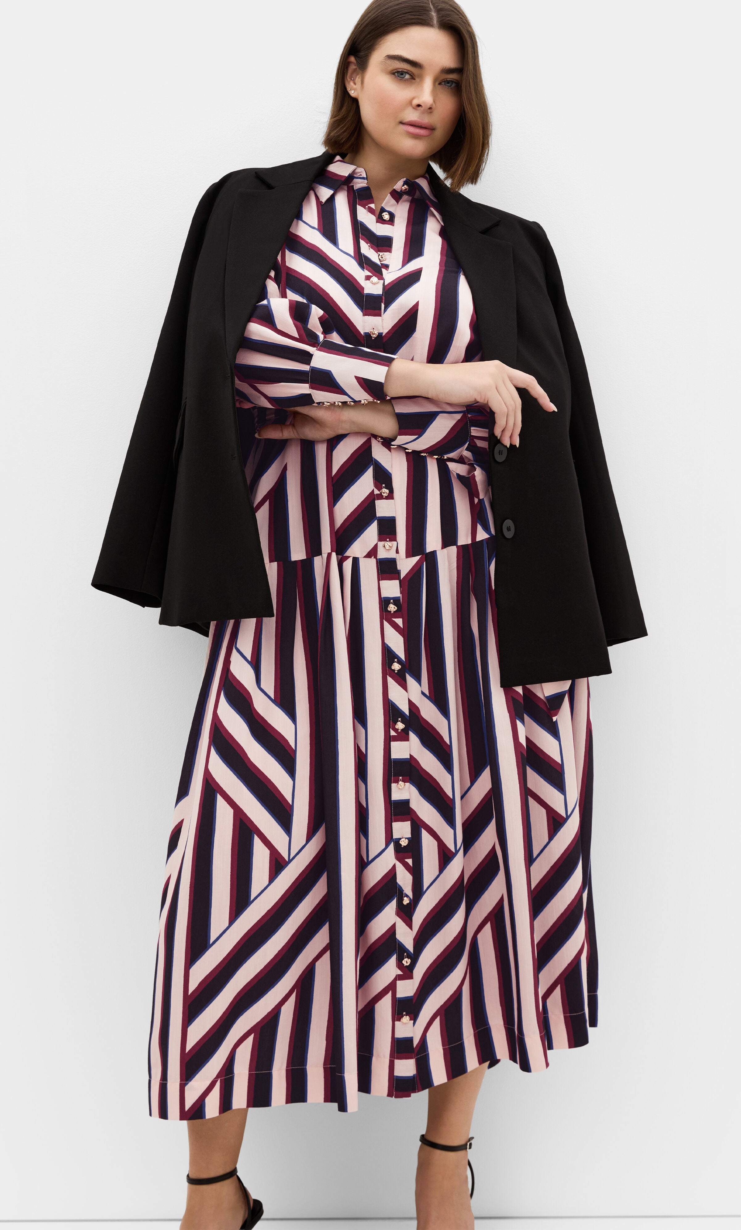 Timeless Stripe Long Sleeve Maxi Dress, BLACK, alternate image number 4