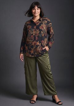 Cece Printed Button Up Blouse