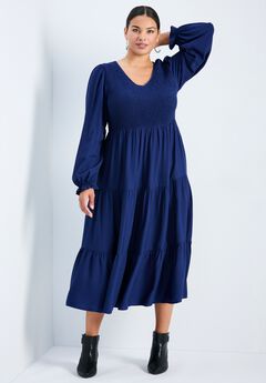 Indi Puff Sleeve Shirred Dress
