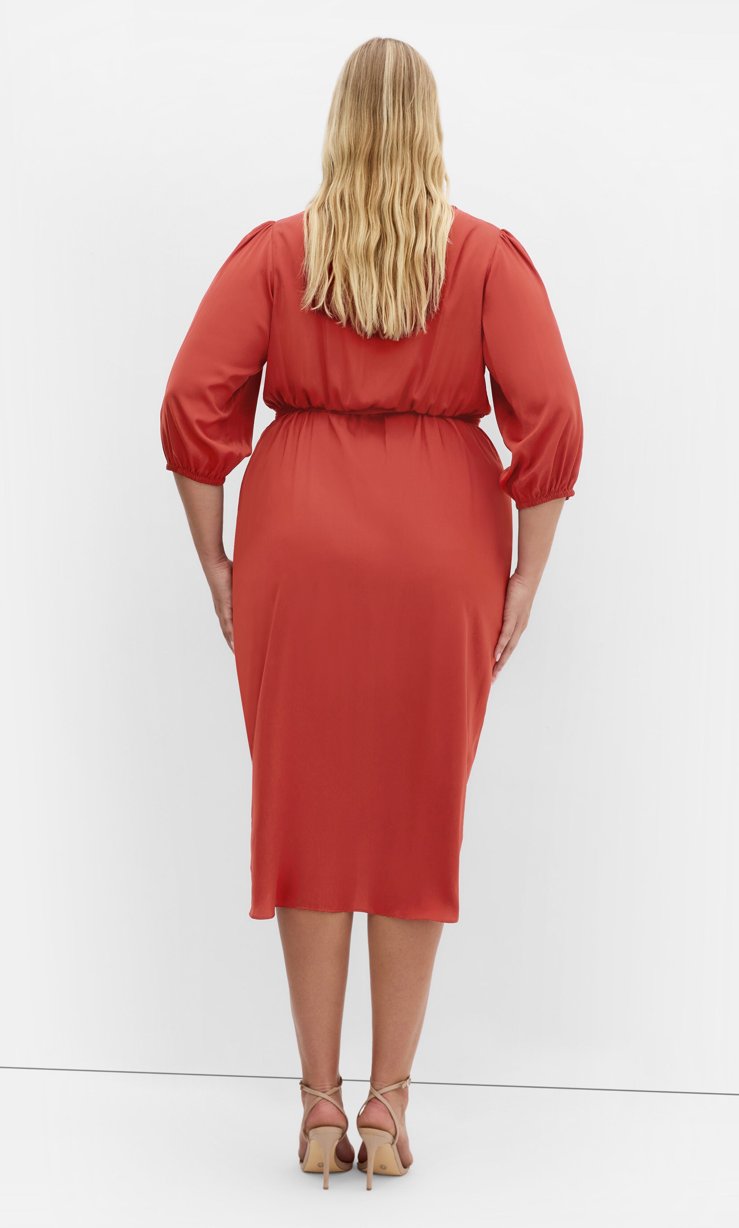 Opulent Elbow Sleeve Dress - cinnamon, BROWN, alternate image number 2