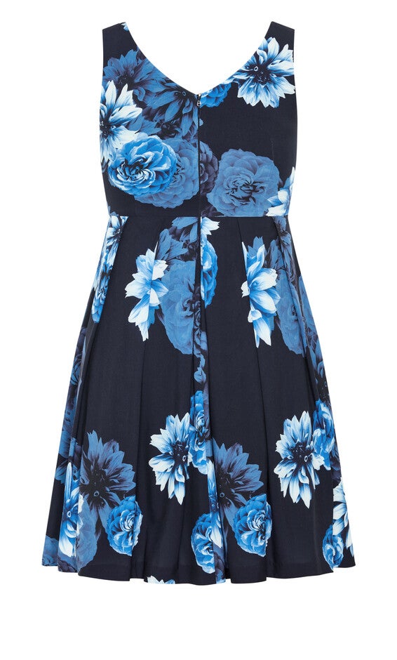 Hydrangea Print Dress - navy, BLUE, alternate image number 4