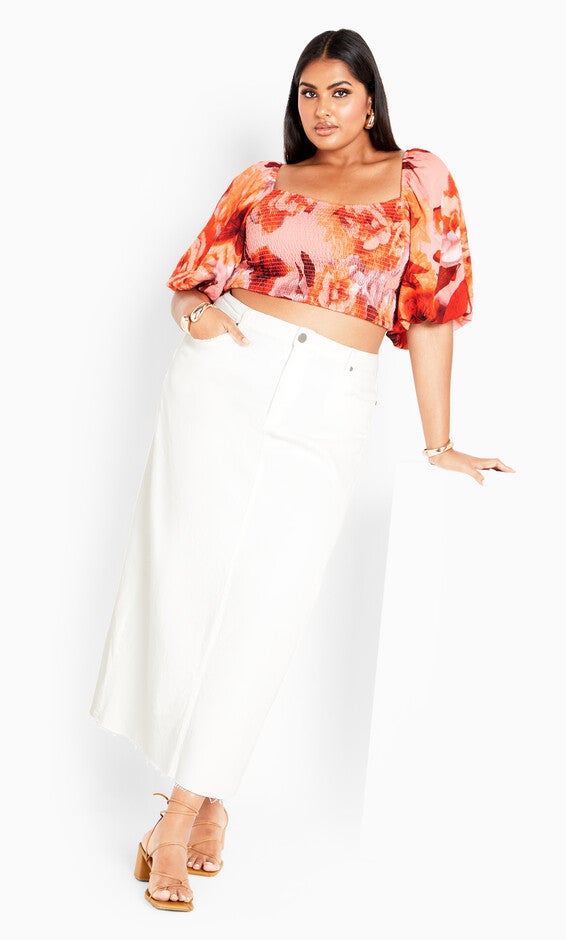 Poppie Print Top - peach, BLACK, alternate image number null
