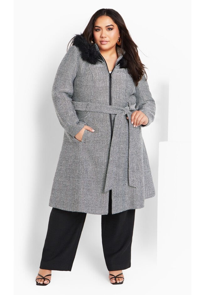 Mysterious Coat - black tweed, BLACK, on-hover image number null