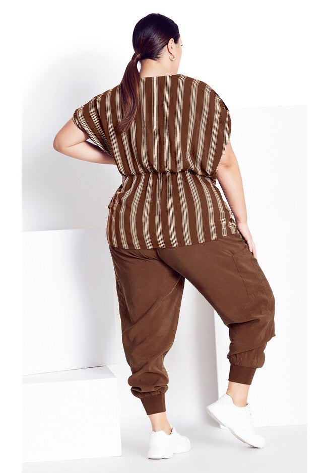 Stripe Wrap Top - clove, BROWN, alternate image number null