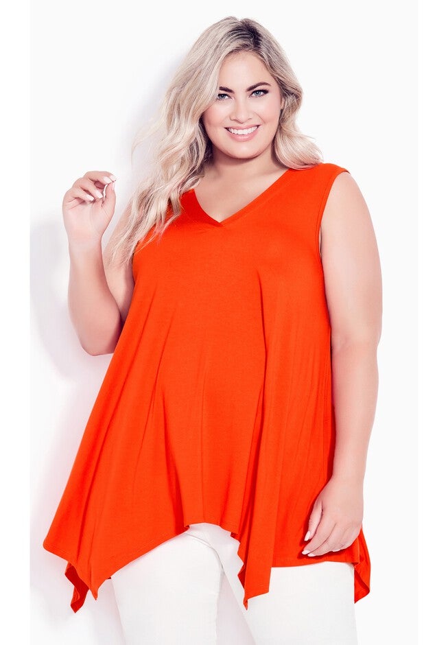 V Neck Swing Tank, ORANGE, alternate image number null