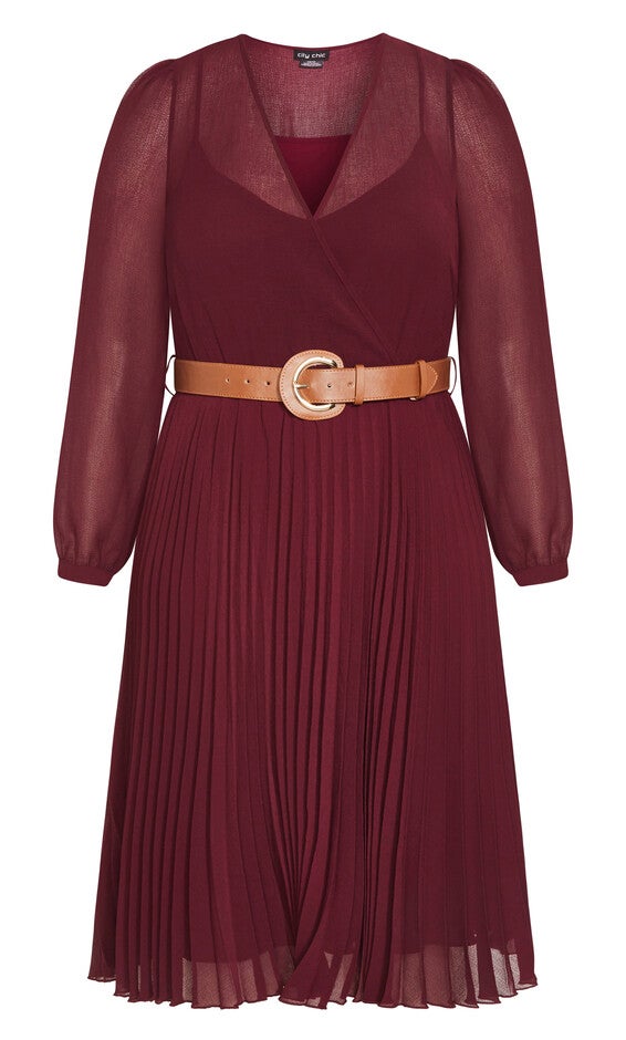 Precious Pleat Dress - oxblood, RED, alternate image number null