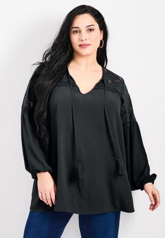 Marcie Lace Yoke Long Sleeve Top