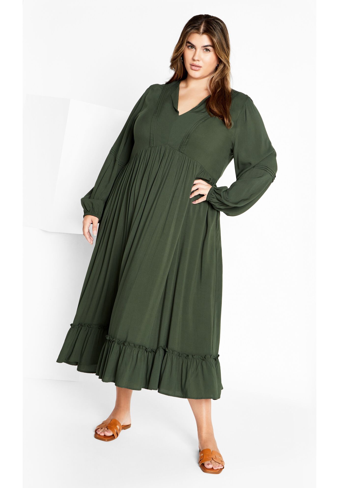 Alena Maxi Dress - masala, KHAKI, on-hover image number 1