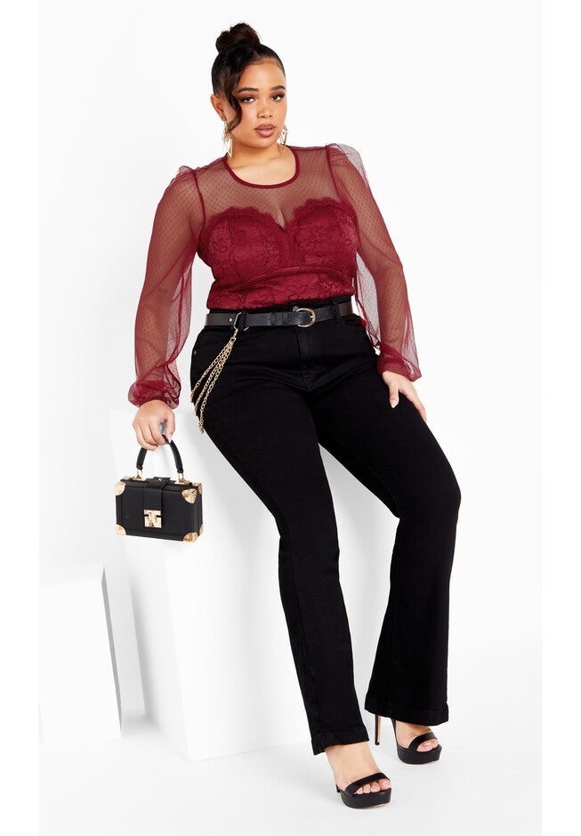 Lace Party Top - ruby, RED, on-hover image number 1