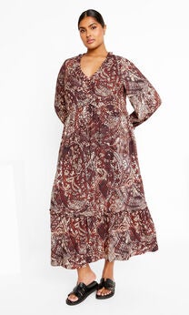 Gaia Print Dress - cocoa