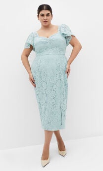 Maisie Lace Midi Dress - mint green