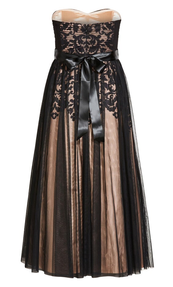 Embroidered Tulle Maxi Dress - black, BLACK, alternate image number 6