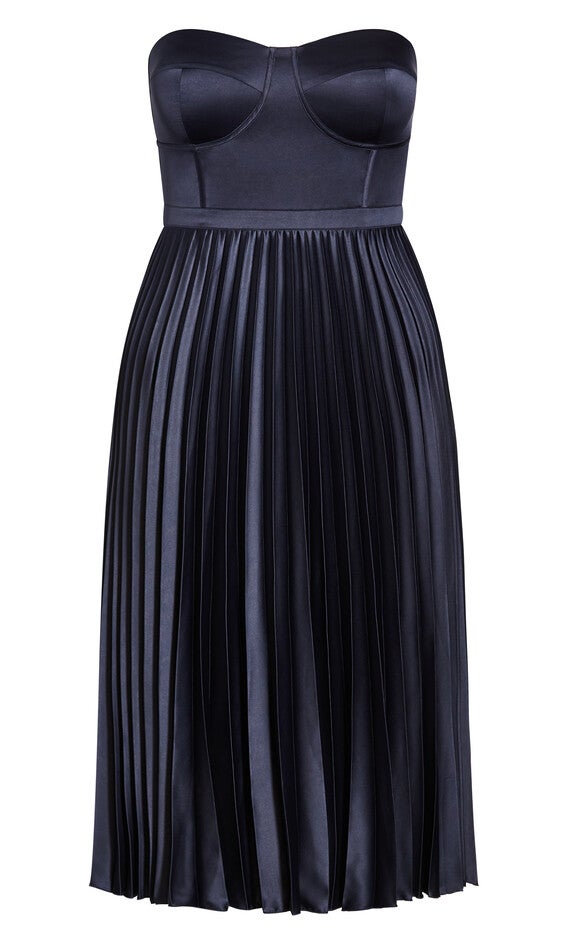 Pleat Desire Dress - navy, BLUE, alternate image number null