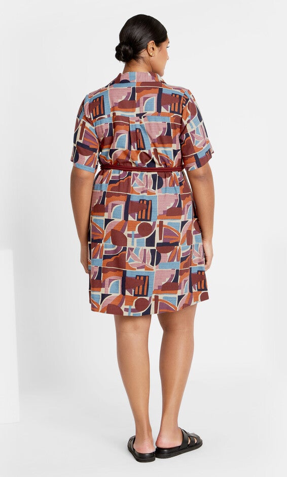 Amara Print Dress - brown, LA PALMA, alternate image number null