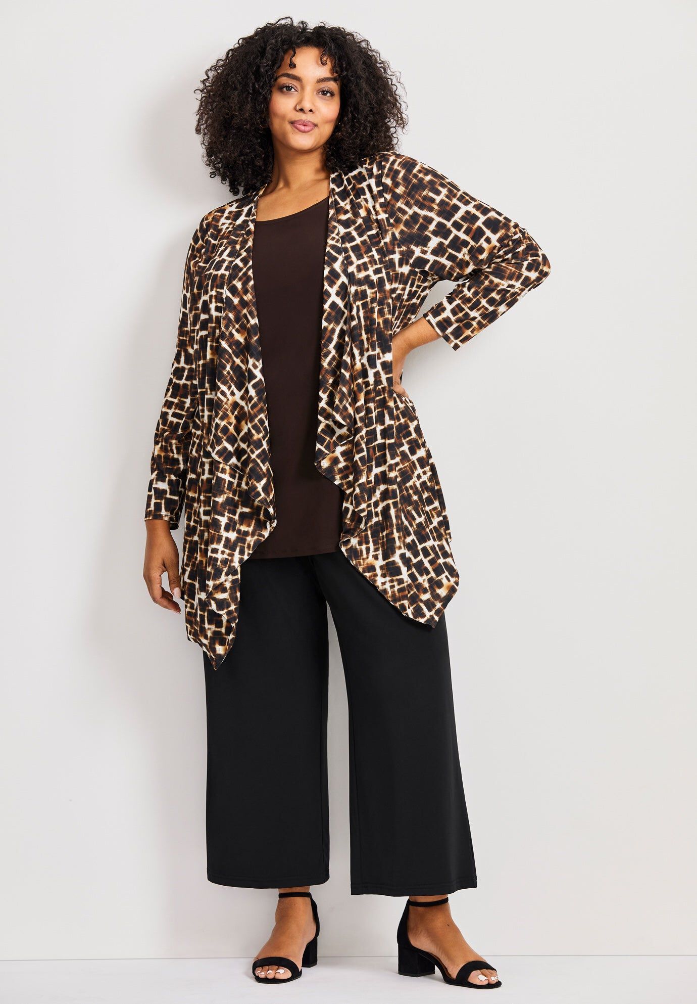 Cardigan With Tank Duet, NEUTRAL ANIMAL MOSAIC, hi-res image number 0