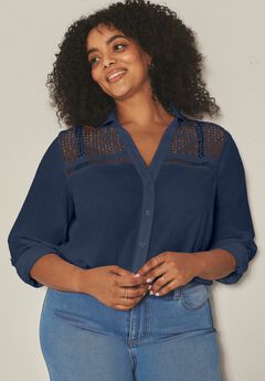 Long Sleeve Lace Detail Shirt