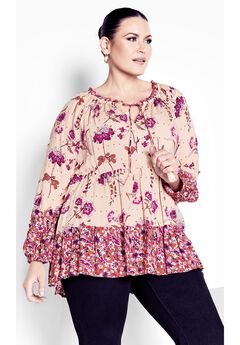 Imari Empire Waist Spliced Top