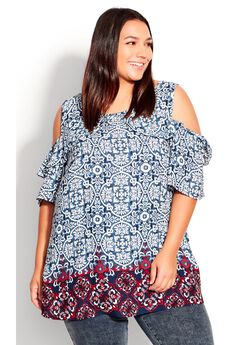 Cold Shoulder Frill Top