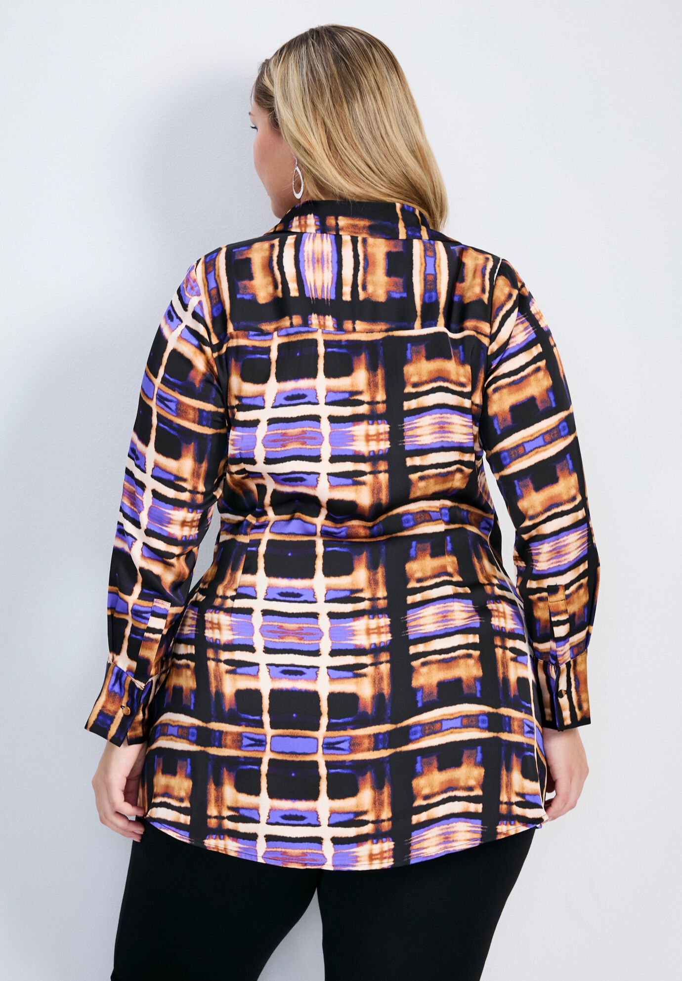 Goldi Satin Wrap Print Blouse, ABSTRACT EXPRESSION, on-hover image number 1