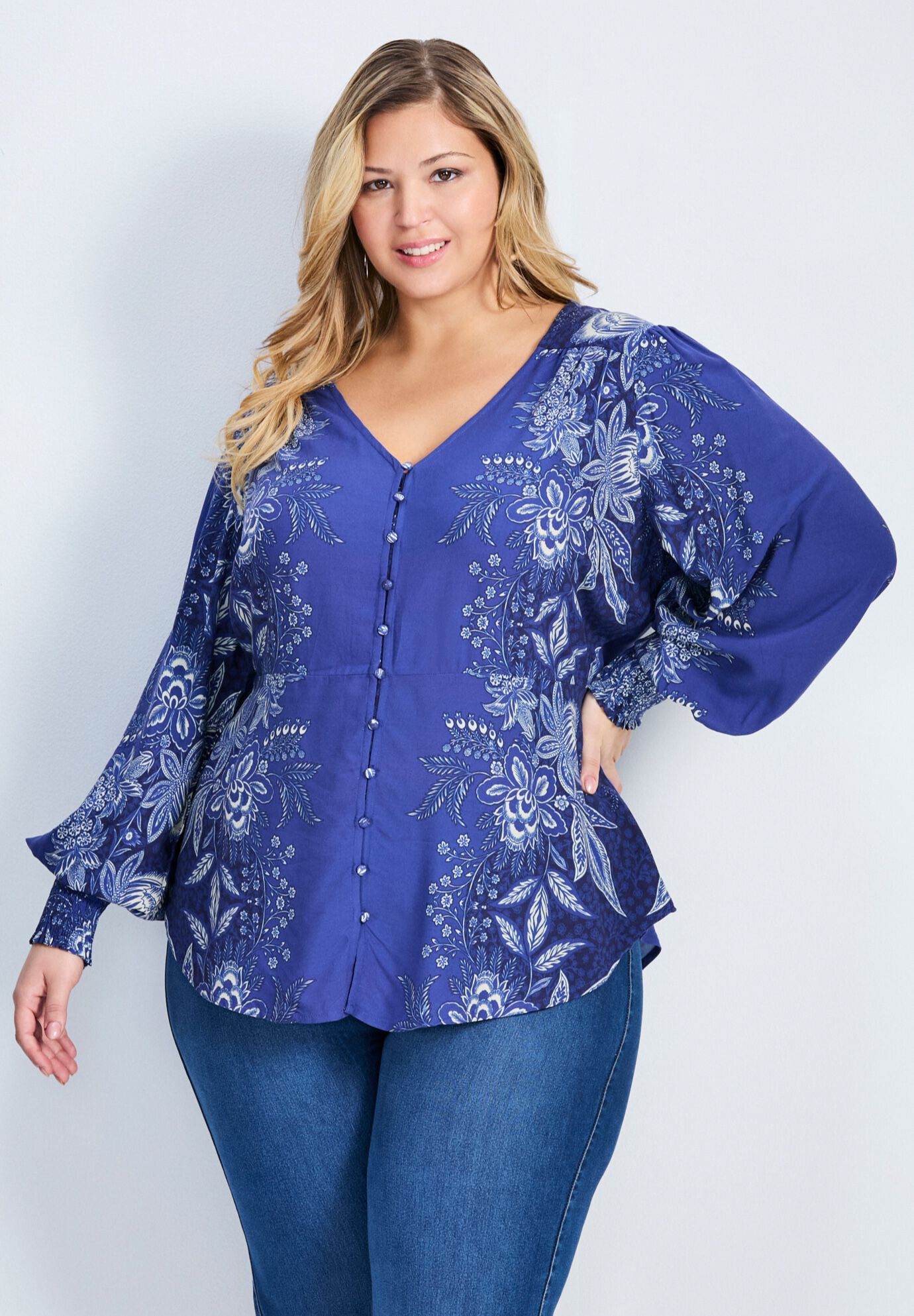 Bella Blouse, NAVY, on-hover image number 1