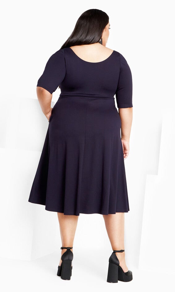 Cute Girl Elbow Sleeve Dress - navy, BLUE, alternate image number null