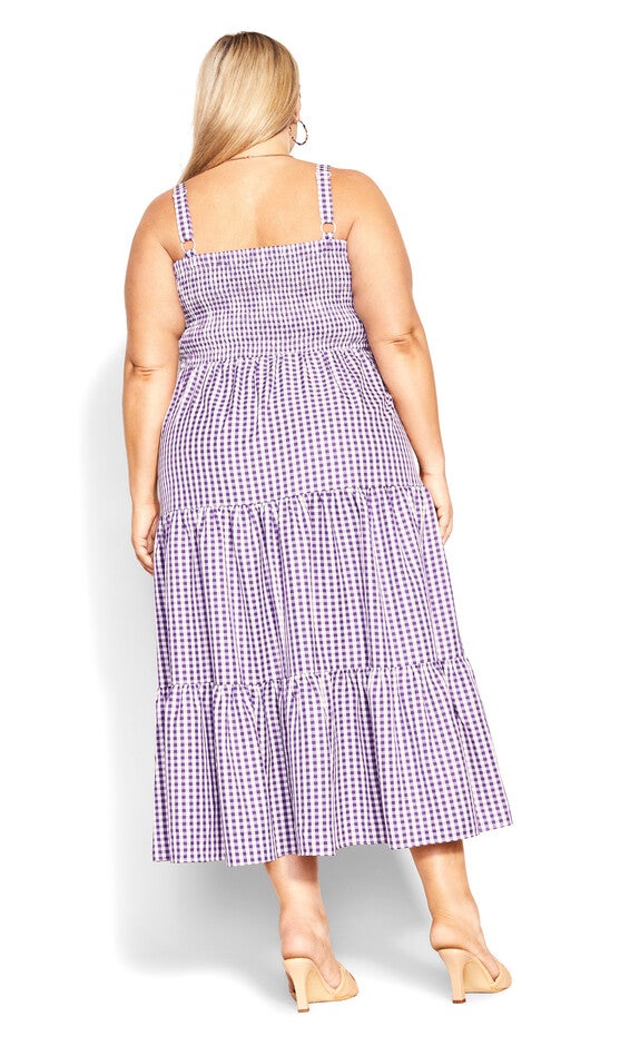 Gingham Maxi Dress - petunia, PURPLE, alternate image number null