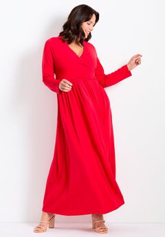 Faux Wrap Flare Maxi Dress