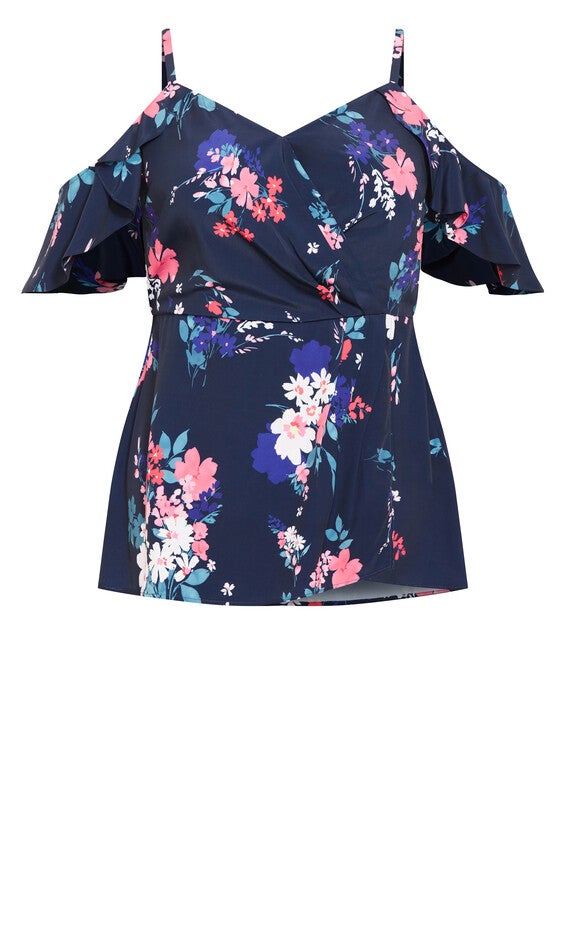 Kallie Print Top - navy, BLUE, alternate image number null