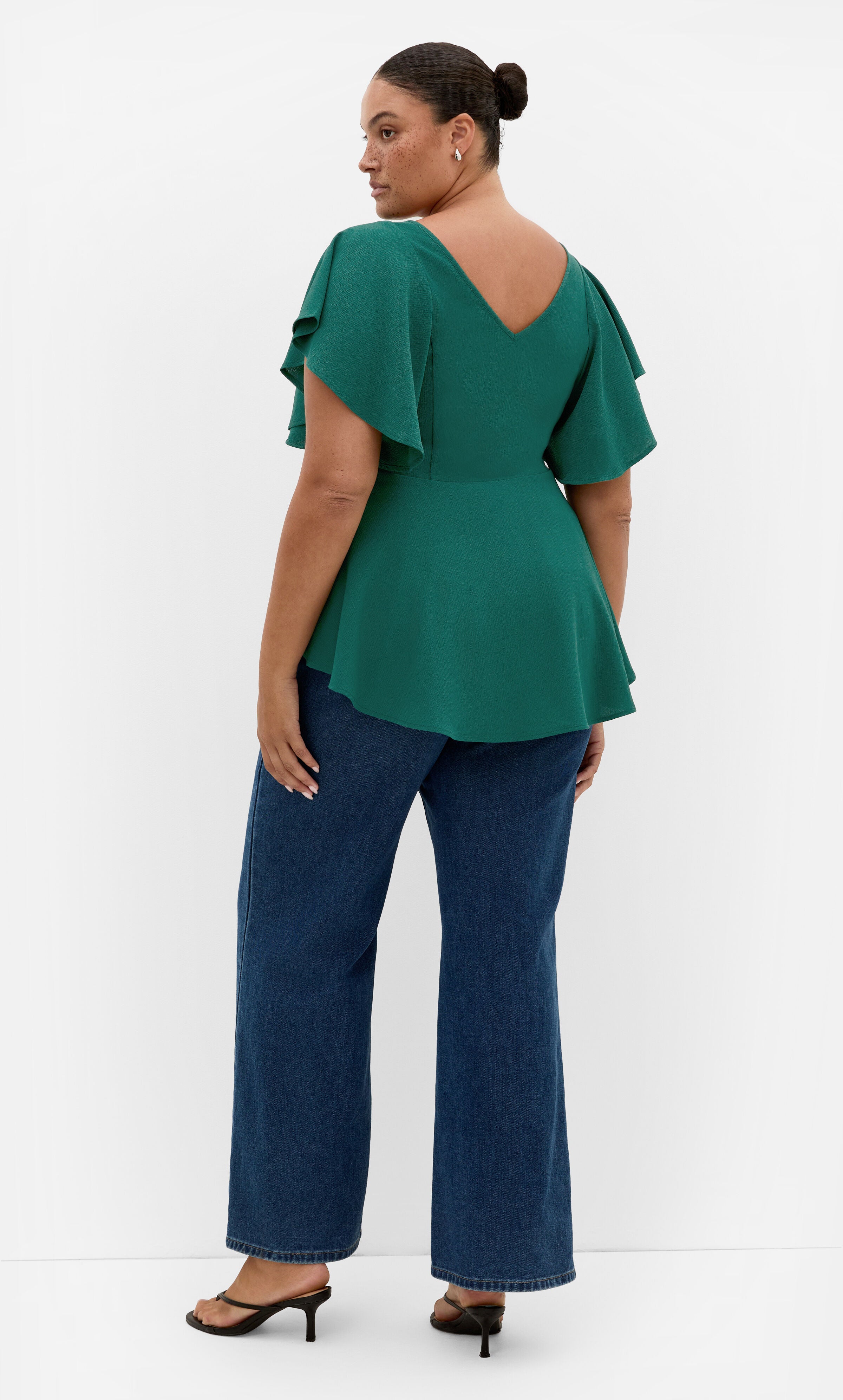 Romantic Mood Peplum Top, GREEN, alternate image number 2