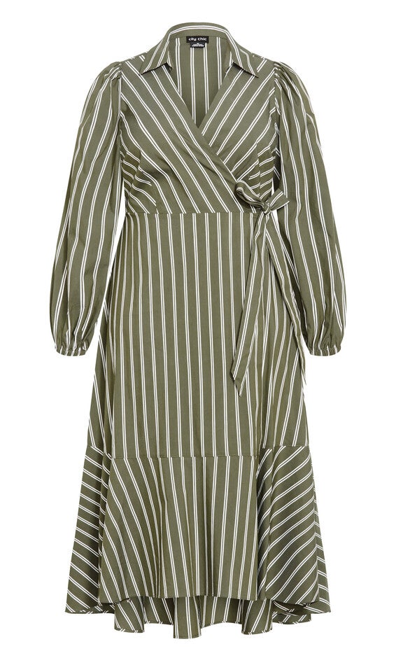 Selena Wrap Dress - olive, GREEN, alternate image number 3