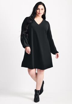 Paloma Blouson Pleated Sleeve Shift Dress