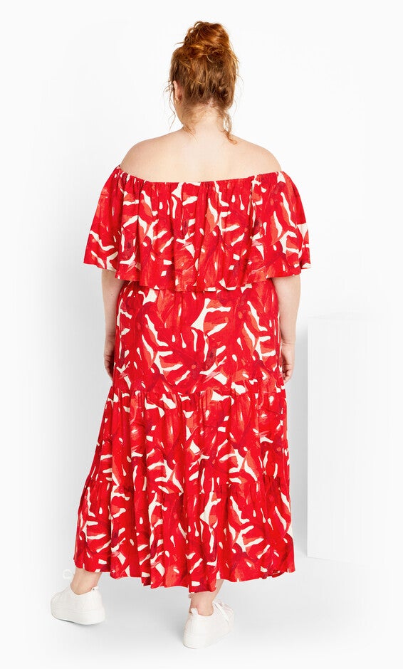 Boardwalk Print Maxi Dress - crimson, RED, alternate image number null