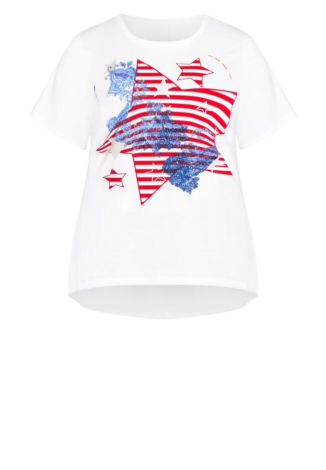 Graphic Print Top, RED WHITE AMERICA, alternate image number 4
