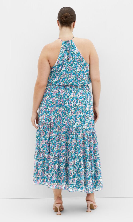 Lidia Print Maxi Dress - teal floral, GREEN, alternate image number 2