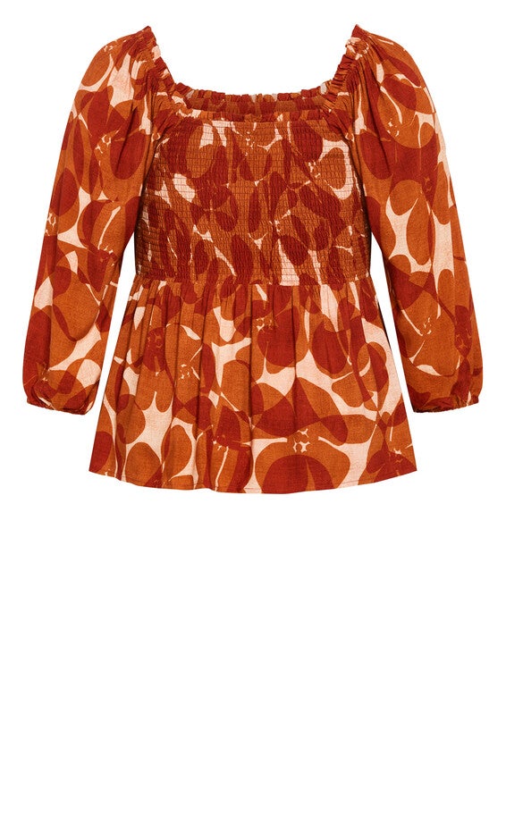 Poppy Print Top - amber, AMBER, alternate image number null
