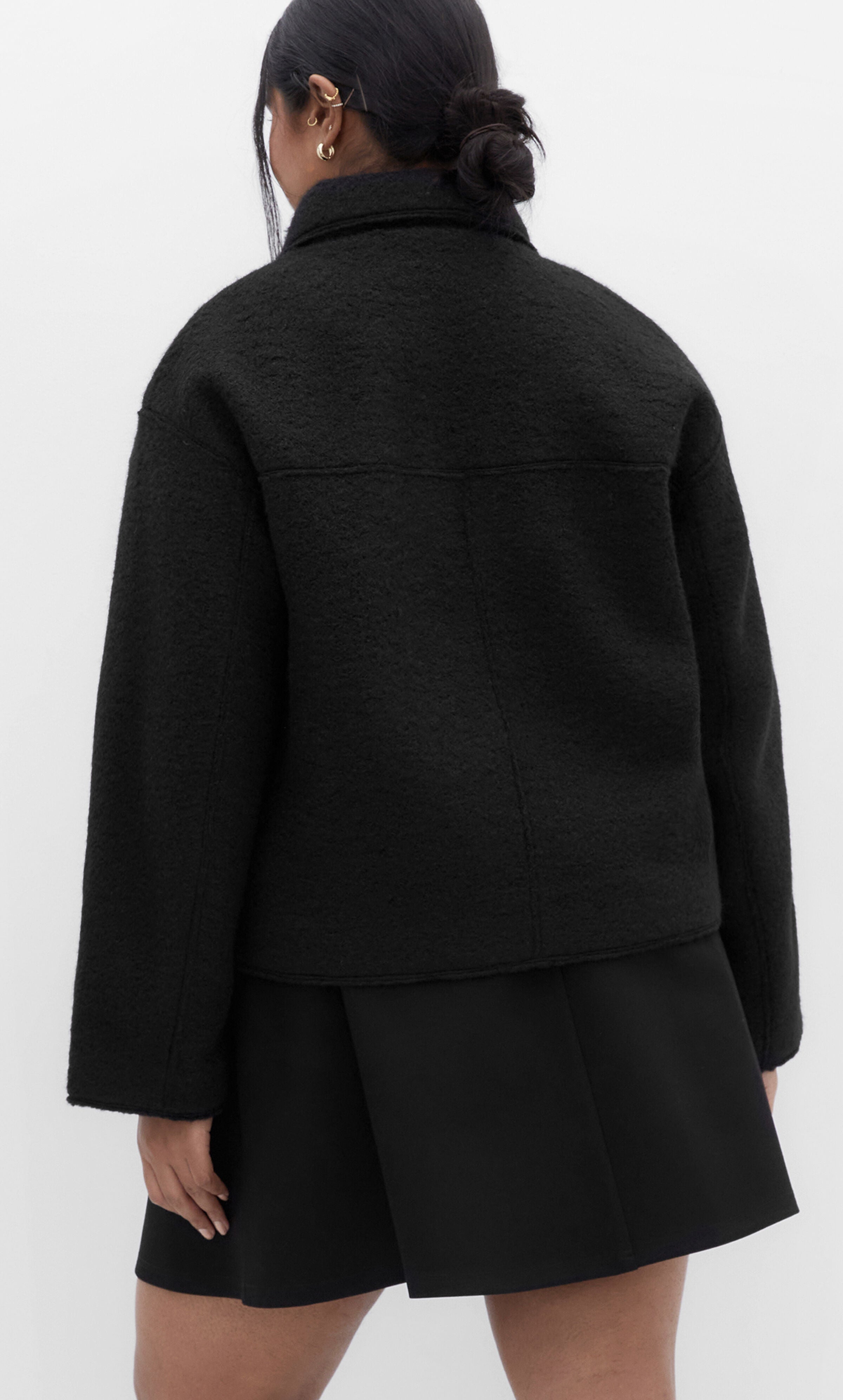 Boucle Zip Front Jacket - black, BLACK, alternate image number 3