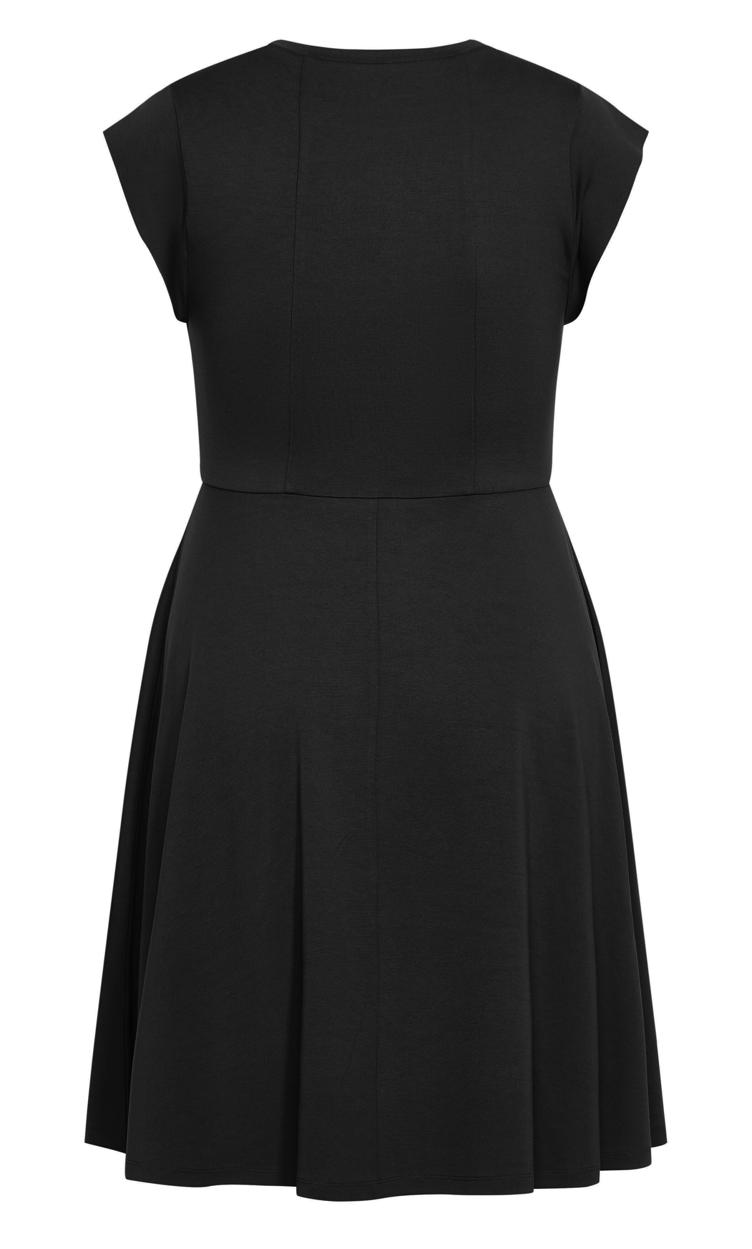 Frill Shoulder Dress - black, BLACK, alternate image number 5