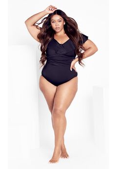 Ingrid Ruffle 1 Piece - black