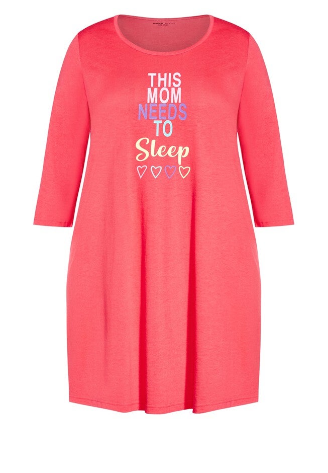 3/4 Sleeve Sleep Shirt, NEED SLEEP PRINT, alternate image number null