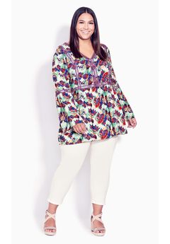 Boho Bell Sleeve Tier Sharkbite Hem Top