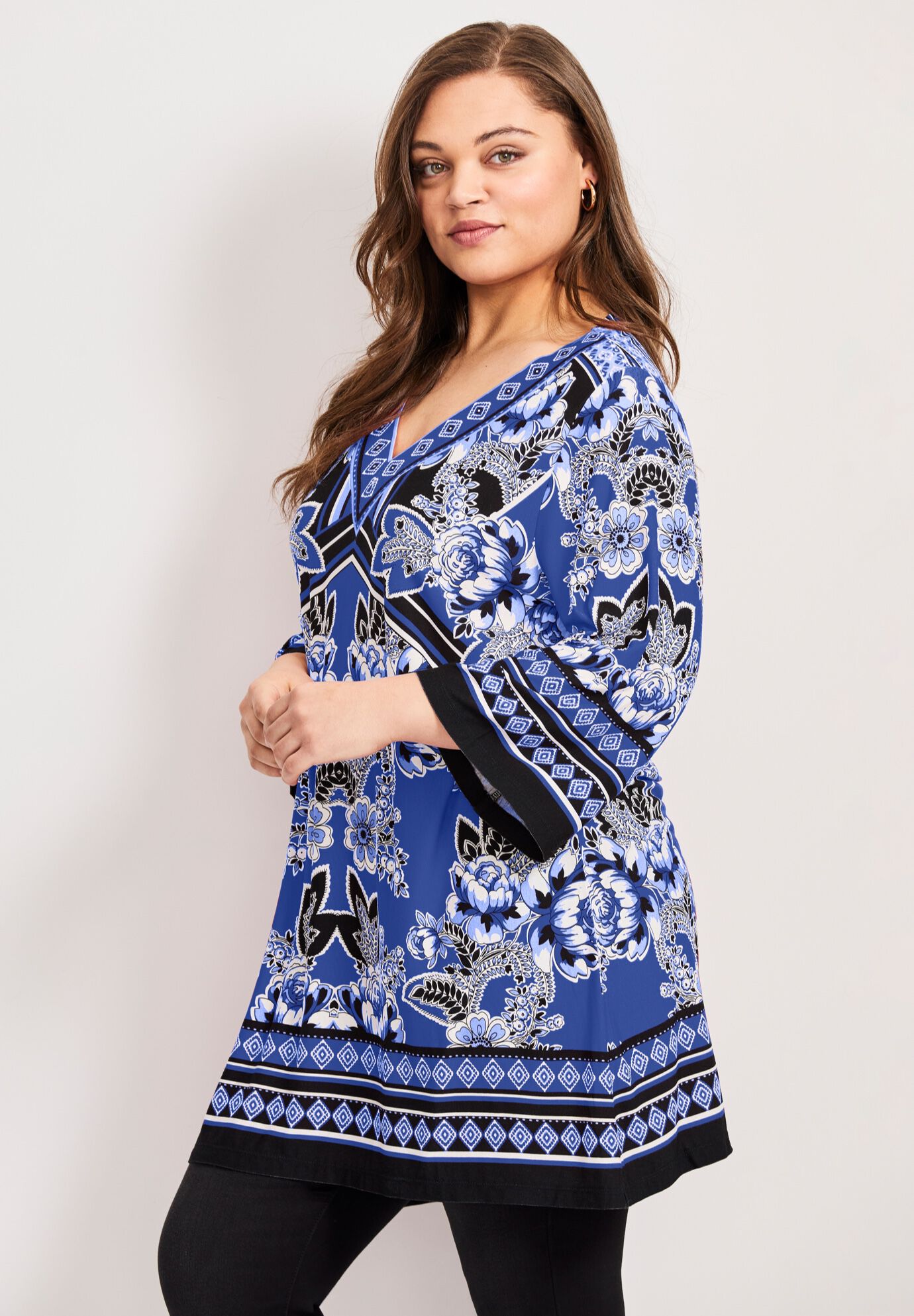 Scarf Print Tunic, SAPPHIRE SCARF PRINT, alternate image number 3