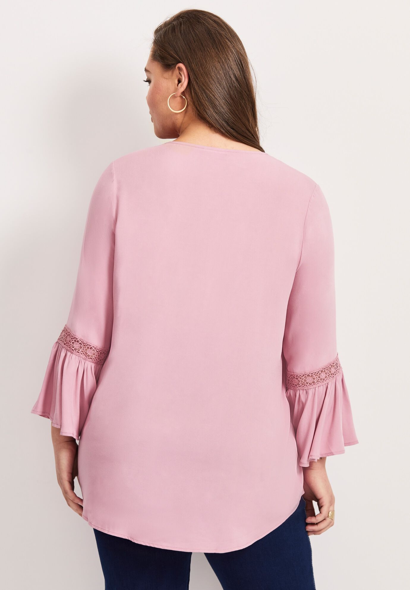 Lace Trim Tunic, DARK MAUVE, alternate image number 2
