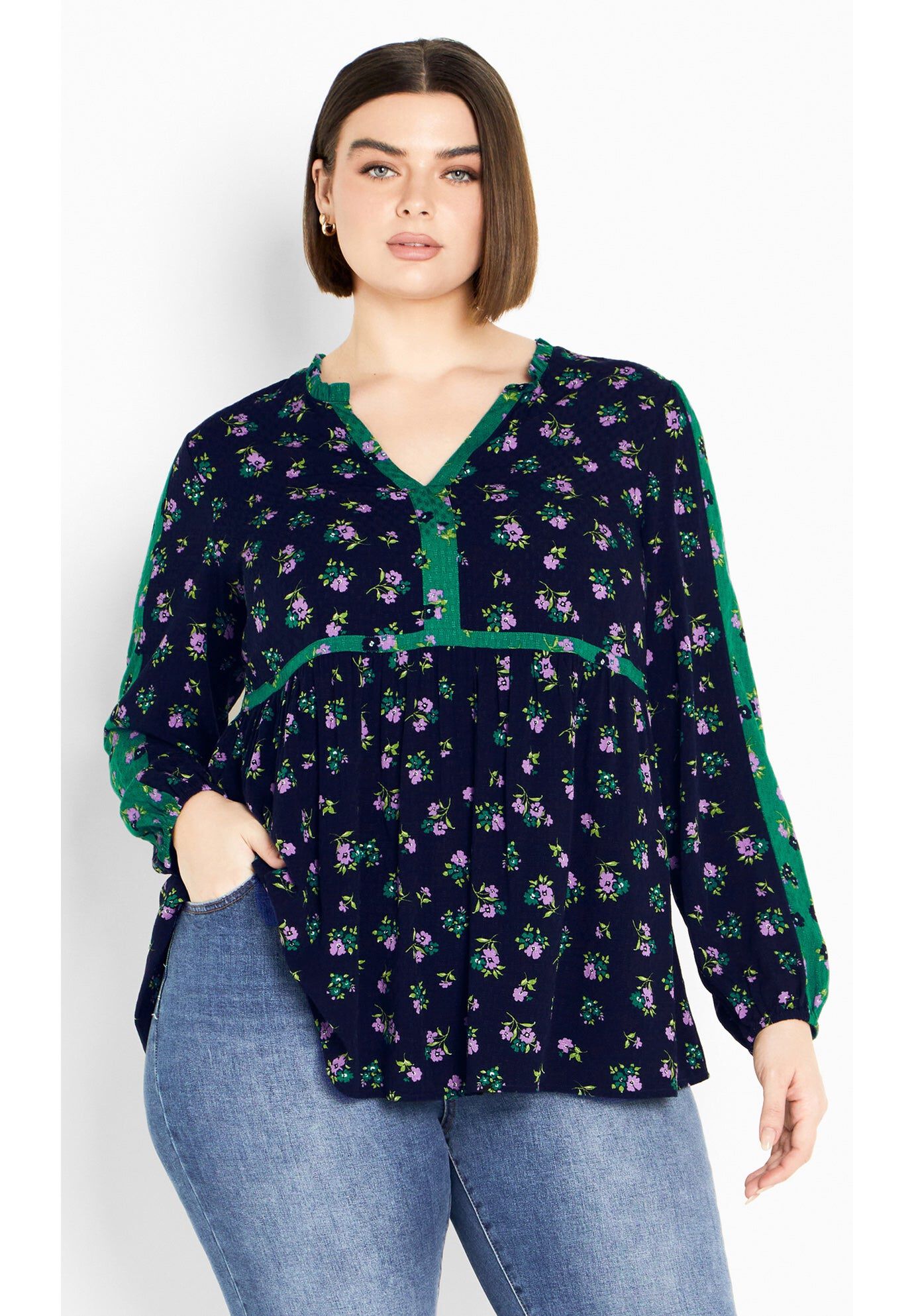 Floral Fields Tunic, NAVY FLORAL, hi-res image number 0
