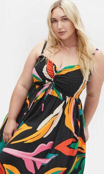 Maui Print Maxi Dress - black print